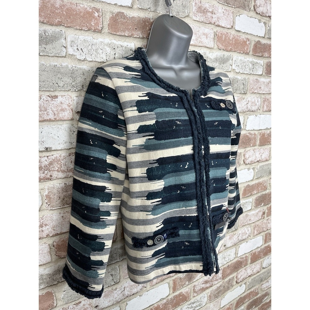 Desigual Women's Jacket Blue/White Cotton Hook&Eye Closure Size L - Picture 3 of 12